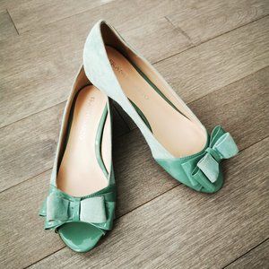 Franco Sarto Mint Green Peep Toe Flats